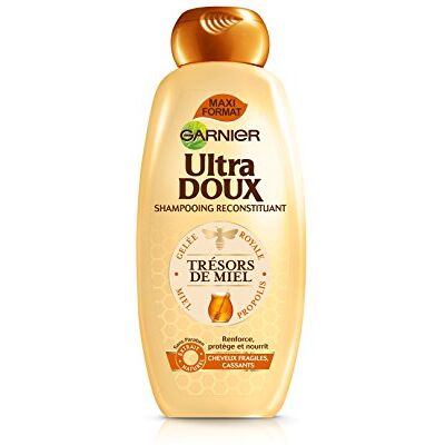 Garnier Ultra Doux Trésors de Miel Shampooing 400ML Cheveux Fragiles et Cassants Lot de 3 - Publicité Garnier Ultra Doux Trésors de Miel Shampooing 400ML Cheveux Fragiles et Cassants Lot de 3 - Publicité