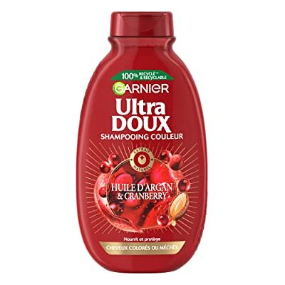 Garnier Ultra Doux Argan et Cranberry Shampooing à l'huile d'argan et de cranberry 250ml - Publicité Garnier Ultra Doux Argan et Cranberry Shampooing à l'huile d'argan et de cranberry 250ml - Publicité