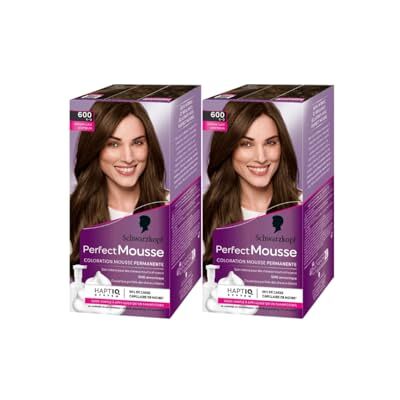 Schwarzkopf Perfect Mousse Coloration Cheveux Mousse Permanente sans Ammoniaque Masque Soin 96% d'ingrédients d'origine naturelle Châtain Clair 600 Lot de 2 - Publicité Schwarzkopf Perfect Mousse Coloration Cheveux Mousse Permanente sans Ammoniaque Masque Soin 96% d'ingrédients d'origine naturelle Châtain Clair 600 Lot de 2 - Publicité