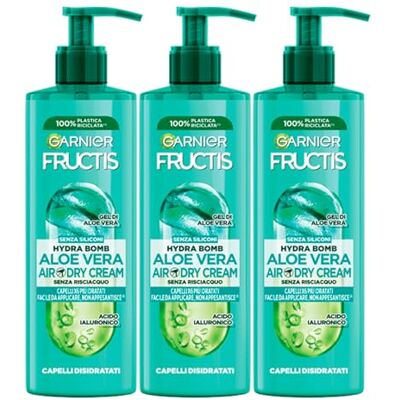 Garnier Fructis Aloe Vera Air-Dry Crème Anti-frisottis Hydratante Sans Rinçage pour Cheveux Normaux à Déshydratés 3 Flacons de 400 ml - Publicité Garnier Fructis Aloe Vera Air-Dry Crème Anti-frisottis Hydratante Sans Rinçage pour Cheveux Normaux à Déshydratés 3 Flacons de 400 ml - Publicité