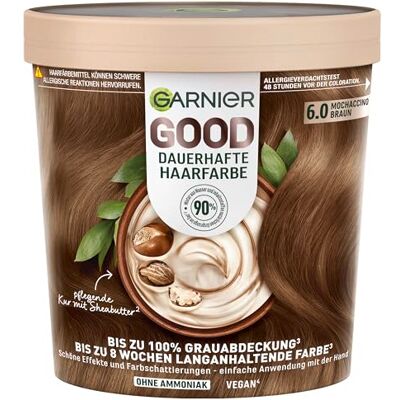 Garnier GOOD Coloration permanente pour cheveux 6.0 Mochaccino Brun – Coloration sans ammoniaque, jusqu'à 100% de couverture des cheveux blancs, 1 pièce - Publicité Garnier GOOD Coloration permanente pour cheveux 6.0 Mochaccino Brun – Coloration sans ammoniaque, jusqu'à 100% de couverture des cheveux blancs, 1 pièce - Publicité