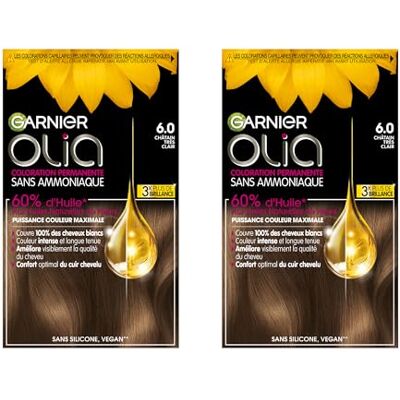 Garnier 2 x Oil Color Permanent Hair Colour 6.0 Marron Clair Amabolia Free Parfum délicat 2 teintures - Publicité Garnier 2 x Oil Color Permanent Hair Colour 6.0 Marron Clair Amabolia Free Parfum délicat 2 teintures - Publicité