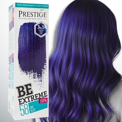 Vip's Prestige Be Extreme Tonique capillaire semi-permanent Couleur 58 Encre Bleue Donne de la couleur aux cheveux décolorés ou gris Résultat temporaire Sans ammoniaque, sans parabens et PPD - Publicité Vip's Prestige Be Extreme Tonique capillaire semi-permanent Couleur 58 Encre Bleue Donne de la couleur aux cheveux décolorés ou gris Résultat temporaire Sans ammoniaque, sans parabens et PPD - Publicité