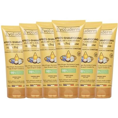 Evoluderm Après-Shampoing Démêlant & Sublimateur Huile Précieuse 200 ml 98% d'Origine Naturelle Végan Fabrication Française Lot de 6 x 200 ml - Publicité Evoluderm Après-Shampoing Démêlant & Sublimateur Huile Précieuse 200 ml 98% d'Origine Naturelle Végan Fabrication Française Lot de 6 x 200 ml - Publicité