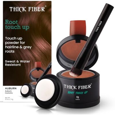 THICK FIBER Root Touch Up & Hairline Poudre avec pinceau 4 g – Couvre les racines grises et les cheveux clairsemés – Résistant à la transpiration et à l'eau – Correcteur de cheveux pour taches chauves - Publicité THICK FIBER Root Touch Up & Hairline Poudre avec pinceau 4 g – Couvre les racines grises et les cheveux clairsemés – Résistant à la transpiration et à l'eau – Correcteur de cheveux pour taches chauves - Publicité