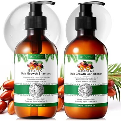 RoongDuuDll Batana Oil Ensemble shampooing et après-shampoing pour la croissance des cheveux – Shampooing et après-shampoing à base de plantes pour cheveux clairsemés pour homme et femme Produit épaississant - Publicité RoongDuuDll Batana Oil Ensemble shampooing et après-shampoing pour la croissance des cheveux – Shampooing et après-shampoing à base de plantes pour cheveux clairsemés pour homme et femme Produit épaississant - Publicité