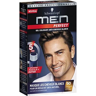 Schwarzkopf Men Perfect Gel Colorant Anti-Cheveux Blancs Homme Coloration Cheveux Homme Châtain Clair Naturel 50 - Publicité Schwarzkopf Men Perfect Gel Colorant Anti-Cheveux Blancs Homme Coloration Cheveux Homme Châtain Clair Naturel 50 - Publicité