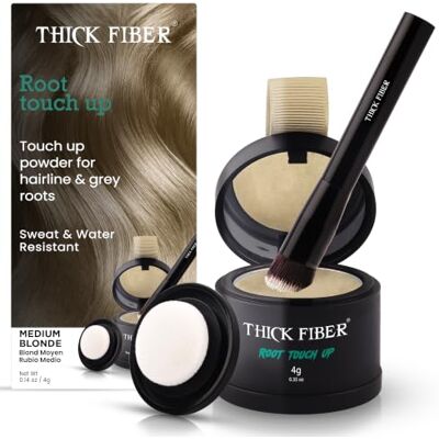 THICK FIBER Poudre de retouche de racine, poudre de couverture de racine pour cheveux fins – Ensemble correcteur de perte de cheveux résistant à l'eau et à la sueur avec poudre de cheveux pour cheveux - Publicité THICK FIBER Poudre de retouche de racine, poudre de couverture de racine pour cheveux fins – Ensemble correcteur de perte de cheveux résistant à l'eau et à la sueur avec poudre de cheveux pour cheveux - Publicité