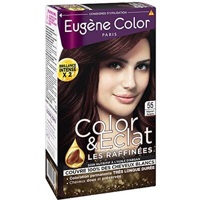 Eugène Color Color & Eclat Coloration Permanente Brillance Longue Durée à l'Huile d'Argan Nuance Marron Acajou 55 - Publicité Eugène Color Color & Eclat Coloration Permanente Brillance Longue Durée à l'Huile d'Argan Nuance Marron Acajou 55 - Publicité