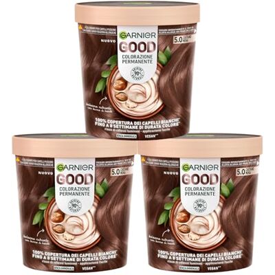 Garnier Good Coloration Cheveux sans Ammoniaque Teinture Permanente Jusqu'à 8 Semaines Couleur Lumineuse et Vive Couvre 100% des Cheveux Gris Formule Vegan 5.0 Châtain Clair Café 3 Paquets - Publicité Garnier Good Coloration Cheveux sans Ammoniaque Teinture Permanente Jusqu'à 8 Semaines Couleur Lumineuse et Vive Couvre 100% des Cheveux Gris Formule Vegan 5.0 Châtain Clair Café 3 Paquets - Publicité