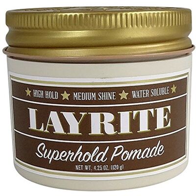 Layrite Superhold Pomade (High Hold, Medium Shine, Water Soluble) 120g/4.25oz - Publicité Layrite Superhold Pomade (High Hold, Medium Shine, Water Soluble) 120g/4.25oz - Publicité
