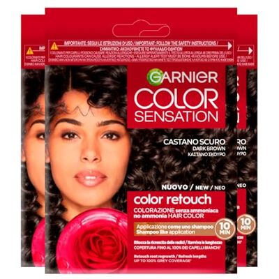 Garnier Color Sensation Coloration Permanente Châtain Foncé Color Shampoo Retouch Sans Ammoniaque 100% Couverture Repousse Cheveux Blancs Application Facile 3 Teintes - Publicité Garnier Color Sensation Coloration Permanente Châtain Foncé Color Shampoo Retouch Sans Ammoniaque 100% Couverture Repousse Cheveux Blancs Application Facile 3 Teintes - Publicité