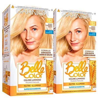 Garnier Belle Color Coloration Crème Permanente 112 Blond Très Très Clair Doré Naturel Action Nourrissante et Illuminatrice Résultat Naturel à l'Huile de Germe de Blé 2 Colorations Permanentes - Publicité Garnier Belle Color Coloration Crème Permanente 112 Blond Très Très Clair Doré Naturel Action Nourrissante et Illuminatrice Résultat Naturel à l'Huile de Germe de Blé 2 Colorations Permanentes - Publicité