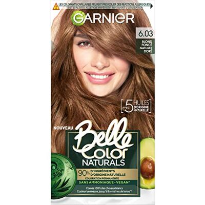 Garnier Coloration Permanente Sans Ammoniaque 90% d'Ingrédient d'Origine Naturelle Formule Vegan Belle Color Naturals Teinte : Blond Foncé Naturel Doré (6.03) - Publicité Garnier Coloration Permanente Sans Ammoniaque 90% d'Ingrédient d'Origine Naturelle Formule Vegan Belle Color Naturals Teinte : Blond Foncé Naturel Doré (6.03) - Publicité