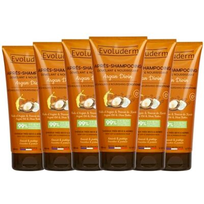 Evoluderm Après-Shampoing Démêlant & Nourrissant Argan Divin 200 ml 99% d'Origine Naturelle Végan Fabrication Française Lot de 6 x 200 ml - Publicité Evoluderm Après-Shampoing Démêlant & Nourrissant Argan Divin 200 ml 99% d'Origine Naturelle Végan Fabrication Française Lot de 6 x 200 ml - Publicité