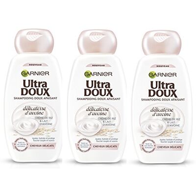 Garnier Ultra DOUX Délicatesse d'avoine Shampooing Cheveux Fins Et Délicats Lot de 3 - Publicité Garnier Ultra DOUX Délicatesse d'avoine Shampooing Cheveux Fins Et Délicats Lot de 3 - Publicité
