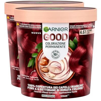 Garnier Good Coloration Cheveux sans Ammoniaque Teinture Permanente Jusqu'à 8 Semaines Couleur Lumineuse et Vive Couvre 100% des Cheveux Gris Formule Vegan 4.61 Alba Brun 2 Paquets - Publicité Garnier Good Coloration Cheveux sans Ammoniaque Teinture Permanente Jusqu'à 8 Semaines Couleur Lumineuse et Vive Couvre 100% des Cheveux Gris Formule Vegan 4.61 Alba Brun 2 Paquets - Publicité