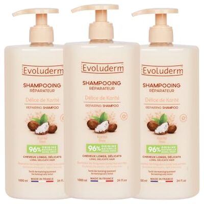 Evoluderm Shampoing Réparateur Délice de Karité 1000 ml 96% d'Origine Naturelle Végan Fabrication Française Lot de 3 x 1000 ml - Publicité Evoluderm Shampoing Réparateur Délice de Karité 1000 ml 96% d'Origine Naturelle Végan Fabrication Française Lot de 3 x 1000 ml - Publicité
