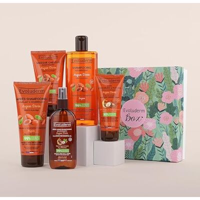Evoluderm – Coffret Argan Divin Avant-Shampoing + Shampoing Nourrissant + Après-Shampoing Démêlant + Soin Longueurs & Pointes + Masque 150 ml Fabrication Française (Jungle) - Publicité Evoluderm – Coffret Argan Divin Avant-Shampoing + Shampoing Nourrissant + Après-Shampoing Démêlant + Soin Longueurs & Pointes + Masque 150 ml Fabrication Française (Jungle) - Publicité