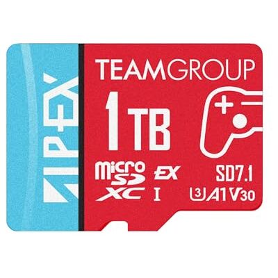 TEAMGROUP APEX Carte mémoire microSD Express 1 To Carte mémoire microSDXC U3 A1 V30 R/W jusqu'à 800/700 Mo/s Compatible avec Nintendo Switch 2 Compatible UHS-I Avec adaptateur - Publicité TEAMGROUP APEX Carte mémoire microSD Express 1 To Carte mémoire microSDXC U3 A1 V30 R/W jusqu'à 800/700 Mo/s Compatible avec Nintendo Switch 2 Compatible UHS-I Avec adaptateur - Publicité