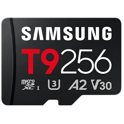 Samsung T9 Carte microSD, 256 Go, Carte mémoire pour Drones, caméras d'action et caméras à 360°, UHS-I U3, Full HD & 4K UHD, 200 Mo/s en Lecture, 130 Mo/s en écriture, MB-MH256T/WW - Publicité Samsung T9 Carte microSD, 256 Go, Carte mémoire pour Drones, caméras d'action et caméras à 360°, UHS-I U3, Full HD & 4K UHD, 200 Mo/s en Lecture, 130 Mo/s en écriture, MB-MH256T/WW - Publicité