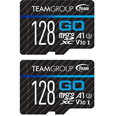 TEAMGROUP GO Card Lot de 2 cartes microSDXC UHS-I U3 V30 4K pour caméras d'action et drone, carte mémoire flash haute vitesse avec adaptateur pour sports de plein air et vlog, prise de vue 4K, GoPro - Publicité TEAMGROUP GO Card Lot de 2 cartes microSDXC UHS-I U3 V30 4K pour caméras d'action et drone, carte mémoire flash haute vitesse avec adaptateur pour sports de plein air et vlog, prise de vue 4K, GoPro - Publicité