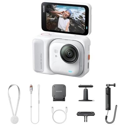 Insta360 GO Ultra Arctic White Creator Bundle avec Mini trépied 2 en 1 2.0, Support à dégagement Rapide et Support pivotant - Publicité Insta360 GO Ultra Arctic White Creator Bundle avec Mini trépied 2 en 1 2.0, Support à dégagement Rapide et Support pivotant - Publicité
