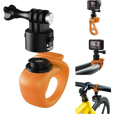 TELESIN Support flexible à dégagement rapide pour guidon de vélo, accessoires de montage pour caméras d'action GoPro Insta360 Ace Pro DJI Action Camera Mount (orange, libération rapide) - Publicité TELESIN Support flexible à dégagement rapide pour guidon de vélo, accessoires de montage pour caméras d'action GoPro Insta360 Ace Pro DJI Action Camera Mount (orange, libération rapide) - Publicité