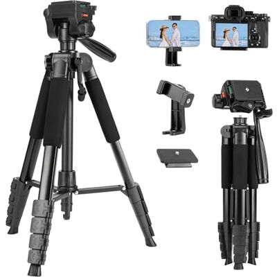 Fotopro Trépied de voyage léger et portable pour smartphone avec tête panoramique amovible à 3 positions pour enregistrement vidéo avec support de téléphone et sac de transport, charge maximale 3 kg - Publicité Fotopro Trépied de voyage léger et portable pour smartphone avec tête panoramique amovible à 3 positions pour enregistrement vidéo avec support de téléphone et sac de transport, charge maximale 3 kg - Publicité