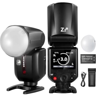 NEEWER Z2-C Flash Speedlite TTL 2,4G à Tête Ronde Compatible avec Canon,éclairage de Studio,76Ws 1/8000s HSS,Diffuseur,2 Lampes de Modélisation,Bouton TTL/M,3000mAh,600 Flashs à Pleine Puissance - Publicité NEEWER Z2-C Flash Speedlite TTL 2,4G à Tête Ronde Compatible avec Canon,éclairage de Studio,76Ws 1/8000s HSS,Diffuseur,2 Lampes de Modélisation,Bouton TTL/M,3000mAh,600 Flashs à Pleine Puissance - Publicité