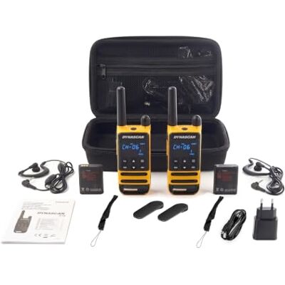 Dynascan P19 Pack de 2 Talkies-Walkies PMR446 avec Mallette de Transport et Oreillettes – Usage Libre, IP54, Portée 10km, Écran LED Invisible, Alerte Vibration - Publicité Dynascan P19 Pack de 2 Talkies-Walkies PMR446 avec Mallette de Transport et Oreillettes – Usage Libre, IP54, Portée 10km, Écran LED Invisible, Alerte Vibration - Publicité