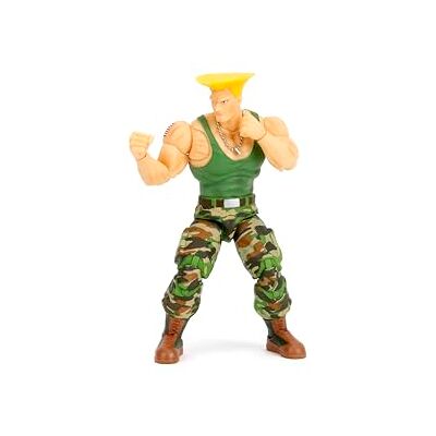 Jada Toys Street Fighter II Guile Figurine d'action échelle 1:12, 15,2 cm de Haut, têtes, Mains et Accessoires interchangeables - Publicité Jada Toys Street Fighter II Guile Figurine d'action échelle 1:12, 15,2 cm de Haut, têtes, Mains et Accessoires interchangeables - Publicité