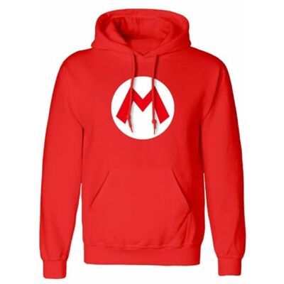 Super Mario Badge Mario Unisexe Sweat-Shirt à Capuche Rouge Regular/Coupe Standard - Publicité Super Mario Badge Mario Unisexe Sweat-Shirt à Capuche Rouge Regular/Coupe Standard - Publicité
