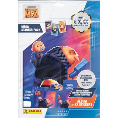 Panini America Despicable Me 4 Mega Starter Pack 1 album d'autocollants + 25 autocollants, - Publicité Panini America Despicable Me 4 Mega Starter Pack 1 album d'autocollants + 25 autocollants, - Publicité