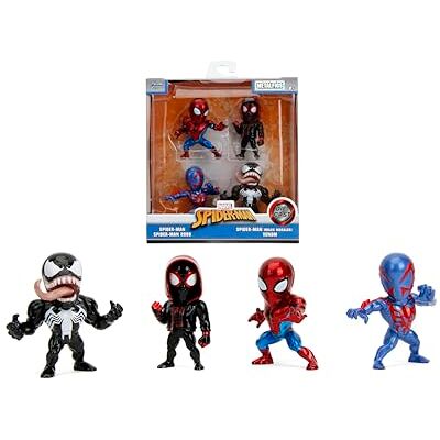 Jada Marvel Spider-Man Lot de 4 figurines moulées sous pression 6,3 cm - Publicité Jada Marvel Spider-Man Lot de 4 figurines moulées sous pression 6,3 cm - Publicité