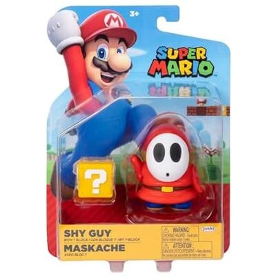 Jakks Pacific World of Nintendo Super Mario Bros Figurine articulée 10.2cm Figures Red Shy Guy avec Bloc Question - Publicité Jakks Pacific World of Nintendo Super Mario Bros Figurine articulée 10.2cm Figures Red Shy Guy avec Bloc Question - Publicité