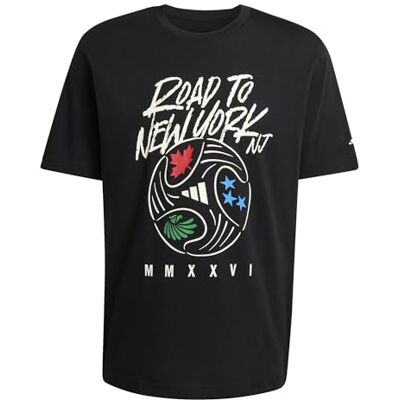 Adidas Herren FIFA WC Road to NY NJ Graphic T-Shirt, Black, M - Publicité Adidas Herren FIFA WC Road to NY NJ Graphic T-Shirt, Black, M - Publicité