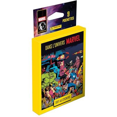 Panini Marvel Comics dans l'univers Marvel Blister 9 Pochettes - Publicité Panini Marvel Comics dans l'univers Marvel Blister 9 Pochettes - Publicité