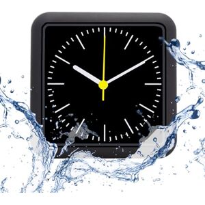 LFGKeng Horloge murale étanche pour salle de bain, horloge murale d'intérieur noire avec ventouse, mouvement à quartz, cadre en plastique, choix flexible à suspendre ou à poser, petite horloge moderne - Publicité LFGKeng Horloge murale étanche pour salle de bain, horloge murale d'intérieur noire avec ventouse, mouvement à quartz, cadre en plastique, choix flexible à suspendre ou à poser, petite horloge moderne - Publicité