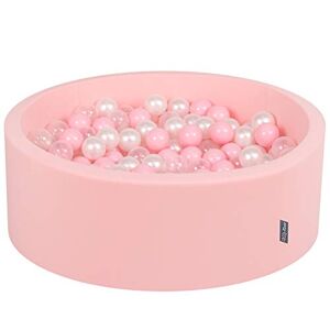 KiddyMoon 90X30cm/300 Balles ∅ 7Cm Piscine À Balles pour Bébé Rond Fabriqué en UE, Rose: Rose Poudre/Perle/Transparent - Publicité