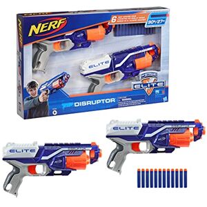 Nerf Elite, Pack de 2 Blasters Disruptor, 12 fléchettes Elite Officielles, Barillet Rotatif 6 fléchettes - Publicité Nerf Elite, Pack de 2 Blasters Disruptor, 12 fléchettes Elite Officielles, Barillet Rotatif 6 fléchettes - Publicité