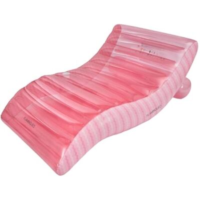 Flamingueo Bouee Piscine Chaise Longue Gonflable PVC Résistant Design Géométrique Double Valve sous-Verres Motif Rayures Rose - Publicité Flamingueo Bouee Piscine Chaise Longue Gonflable PVC Résistant Design Géométrique Double Valve sous-Verres Motif Rayures Rose - Publicité