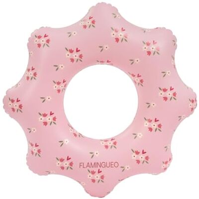Flamingueo Gonflable pour Enfants Bouée pour Plage et Piscine Design Donut PVC Résistant Double Valve Motif Floral Rose - Publicité Flamingueo Gonflable pour Enfants Bouée pour Plage et Piscine Design Donut PVC Résistant Double Valve Motif Floral Rose - Publicité