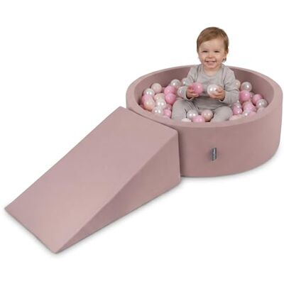 KiddyMoon Aire de Jeux en Mousse avec Piscine à Balles 90x30cm et Rampe 200 Balles 7cm pour Bébés et Enfants Bruyère: Beige Pastel Rose poudré Perle - Publicité KiddyMoon Aire de Jeux en Mousse avec Piscine à Balles 90x30cm et Rampe 200 Balles 7cm pour Bébés et Enfants Bruyère: Beige Pastel Rose poudré Perle - Publicité
