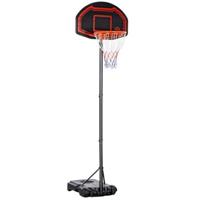 HOMCOM Panier de Basket Extérieur avec Poteau Panneau Noir Rouge Base de Lestage sur Roulettes, Hauteur Réglable 2,1-2,6 m (panier) - Publicité HOMCOM Panier de Basket Extérieur avec Poteau Panneau Noir Rouge Base de Lestage sur Roulettes, Hauteur Réglable 2,1-2,6 m (panier) - Publicité