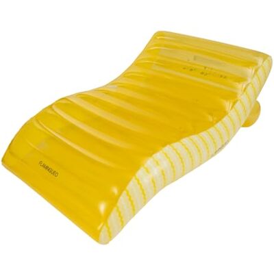Flamingueo Bouee Piscine Chaise Longue Gonflable PVC Résistant Design Géométrique Double Valve sous-Verres Motif Rayures Jaune - Publicité Flamingueo Bouee Piscine Chaise Longue Gonflable PVC Résistant Design Géométrique Double Valve sous-Verres Motif Rayures Jaune - Publicité