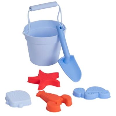 Flamingueo Jouets de Sable pour Enfants Lot de Pelle et Seau 4 Moules Inclus Sac de Transport Silicone Bleu - Publicité Flamingueo Jouets de Sable pour Enfants Lot de Pelle et Seau 4 Moules Inclus Sac de Transport Silicone Bleu - Publicité