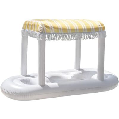 Flamingueo Bar Gonflable Piscine Bouee Piscine Adulte 4 sous-Verres Trois Compartiments avec Auvent Jaune 170 x 84 x 92 cm - Publicité Flamingueo Bar Gonflable Piscine Bouee Piscine Adulte 4 sous-Verres Trois Compartiments avec Auvent Jaune 170 x 84 x 92 cm - Publicité