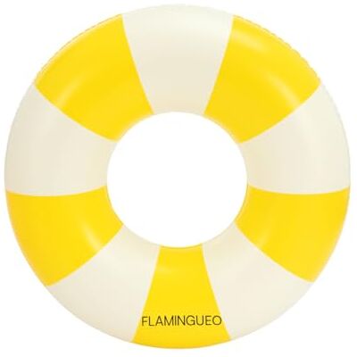 Flamingueo Bouée Gonflable pour Plage et Piscine Forme Donut Design Bicolore PVC Résistant Double Valve 90 x 90 cm Jaune - Publicité Flamingueo Bouée Gonflable pour Plage et Piscine Forme Donut Design Bicolore PVC Résistant Double Valve 90 x 90 cm Jaune - Publicité
