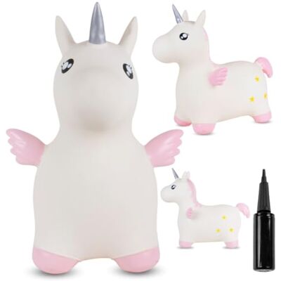 Sun Animal Sauteur Gonflable, Jouet Enfant 1 an pour l'intérieur et l'extérieur, Design Ergonomique, Pompe Manuelle Incluse (Licorne Blanc et Rose) - Publicité Sun Animal Sauteur Gonflable, Jouet Enfant 1 an pour l'intérieur et l'extérieur, Design Ergonomique, Pompe Manuelle Incluse (Licorne Blanc et Rose) - Publicité
